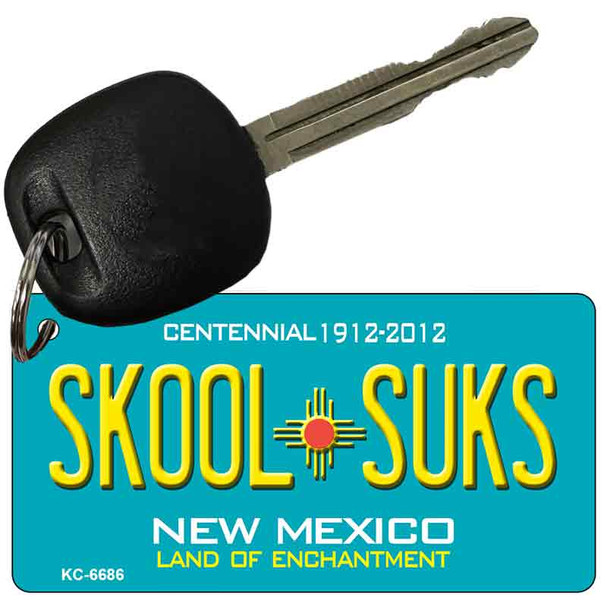 Skool Suks Teal New Mexico Novelty Metal Key Chain KC-6686