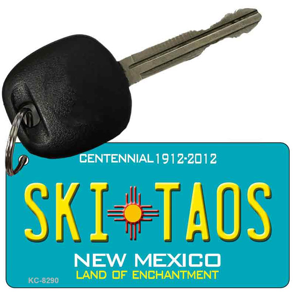 Ski Taos Teal New Mexico Novelty Metal Key Chain KC-8290