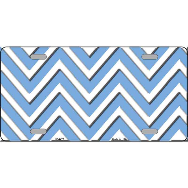 Light Blue White Chevron Metal Novelty License Plate LP-4477