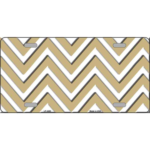 Gold White Chevron Metal Novelty License Plate LP-4480