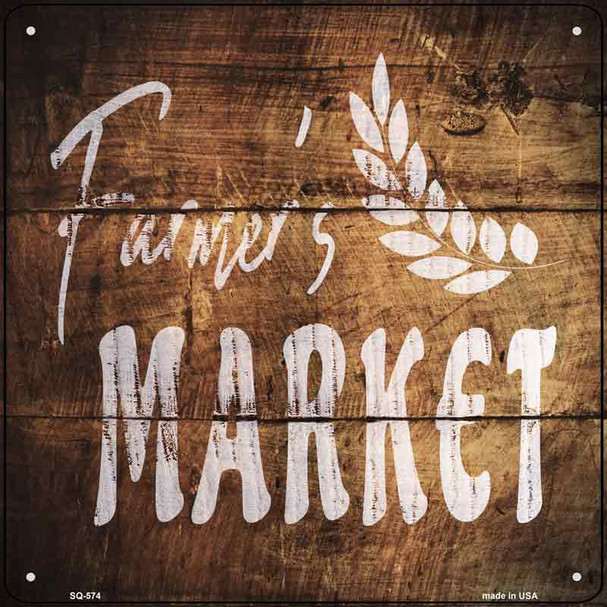 Farmers Market Novelty Metal Square Sign