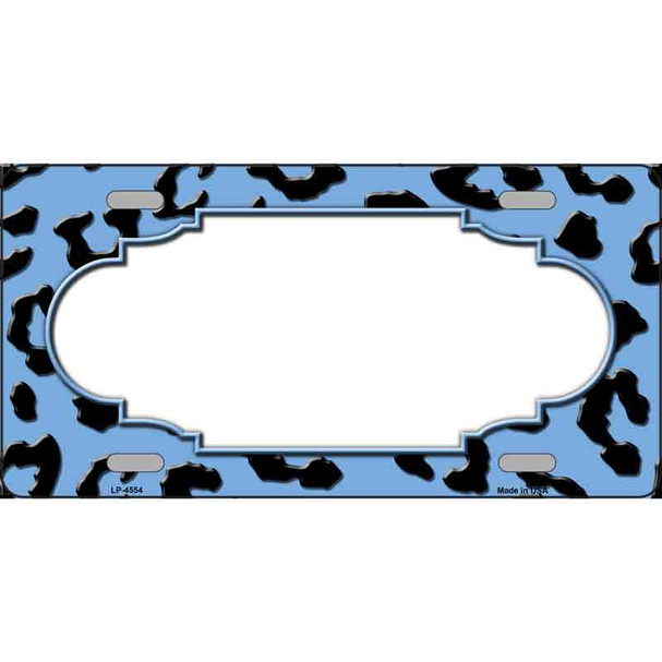 Light Blue Black Cheetah Scallop Metal Novelty License Plate