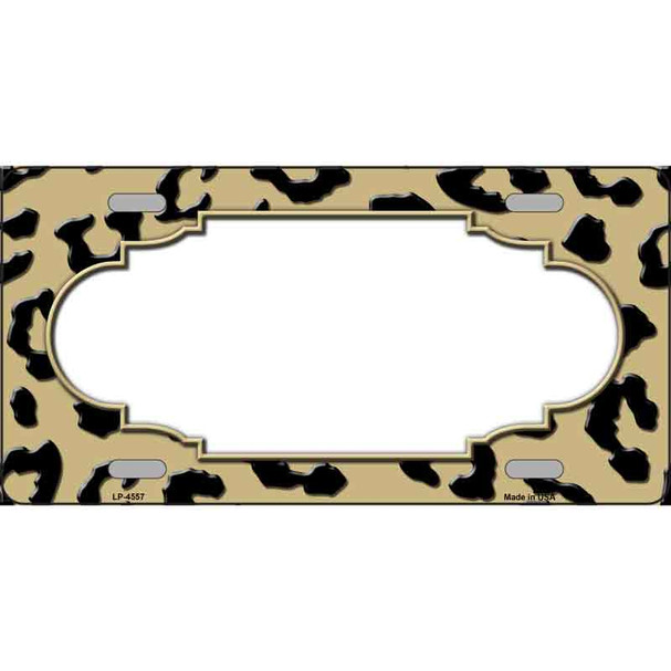 Gold Black Cheetah Scallop Metal Novelty License Plate