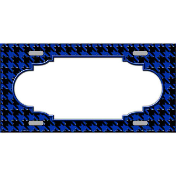 Blue Black Houndstooth Scallop Center Metal Novelty License Plate