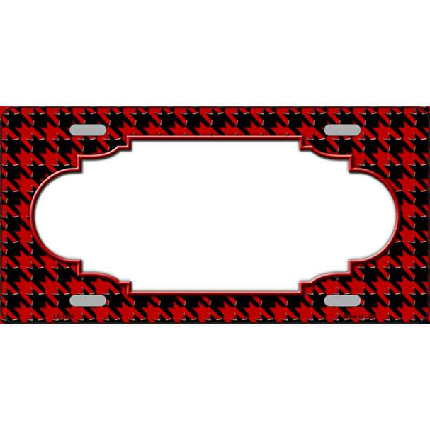 Red Black Houndstooth Scallop Center Metal Novelty License Plate