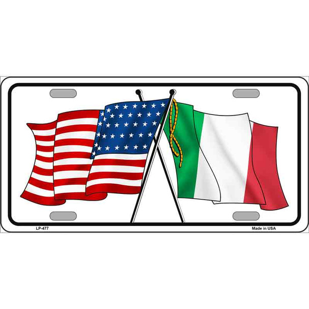 United States Italy Crossed Flags Metal Novelty License Plate