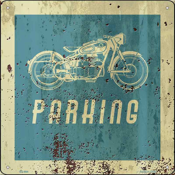 Motorcycle Parking Novelty Metal Square Sign