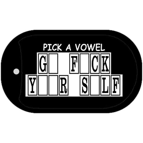 Pick A Vowel Novelty Metal Dog Tag Necklace DT-1312