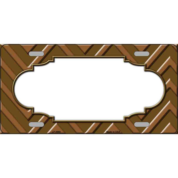 Brown Light Brown Scallop Chevron Metal Novelty License Plate