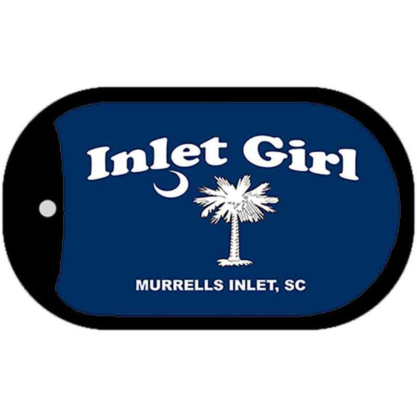 Inlet Girl Blue Flag Novelty Metal Dog Tag Necklace DT-8762