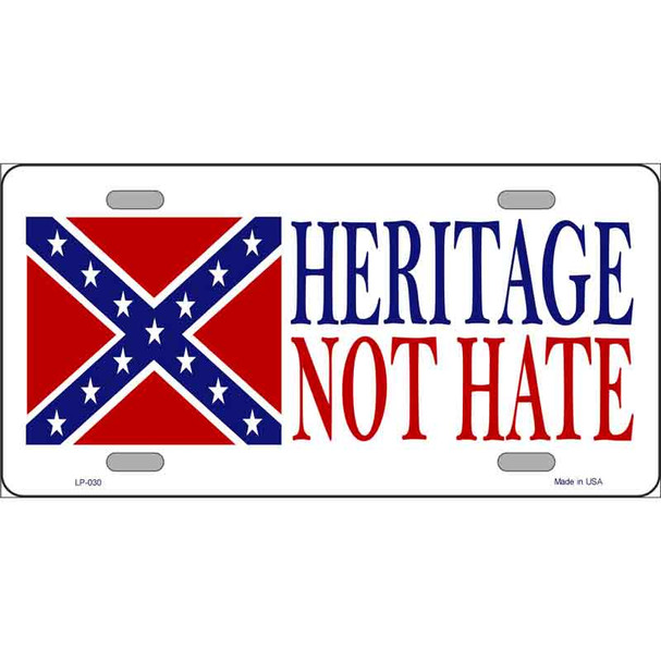 Heritage Not Hate Novelty Metal License Plate