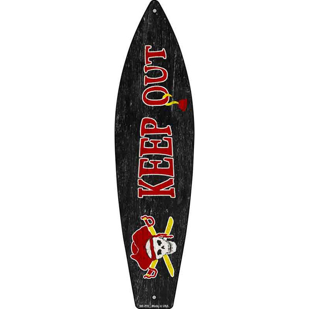 Keep Out Novelty Metal Surfboard Sign