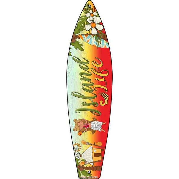 Island Life Novelty Metal Surfboard Sign