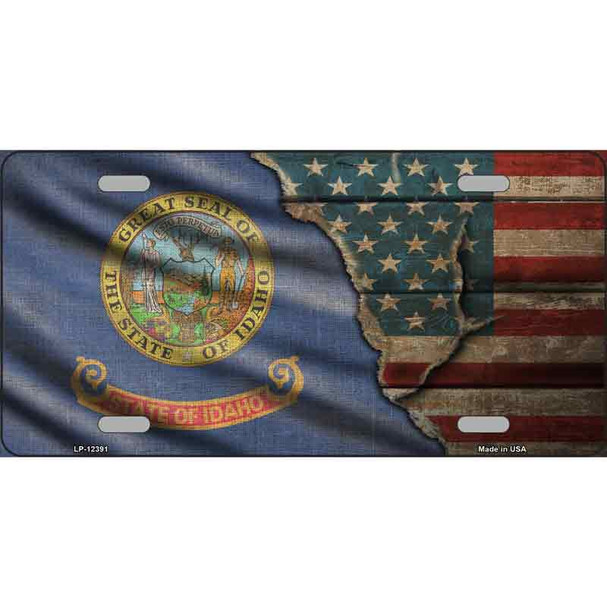 Idaho/American Flag Novelty Metal License Plate