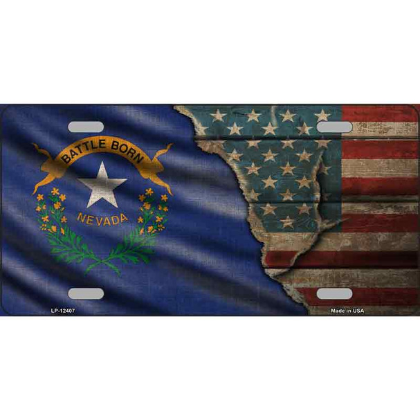 Nevada/American Flag Novelty Metal License Plate