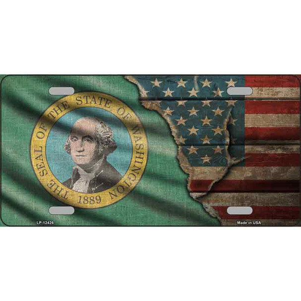 Washington/American Flag Novelty Metal License Plate
