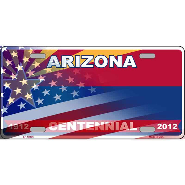 Arizona Centennial American Flag Novelty Metal License Plate