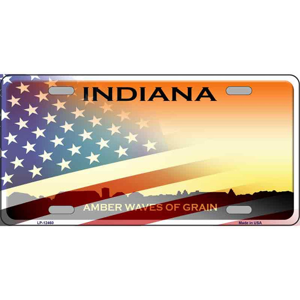 Indiana Amber Waves Plate American Flag Novelty Metal License Plate