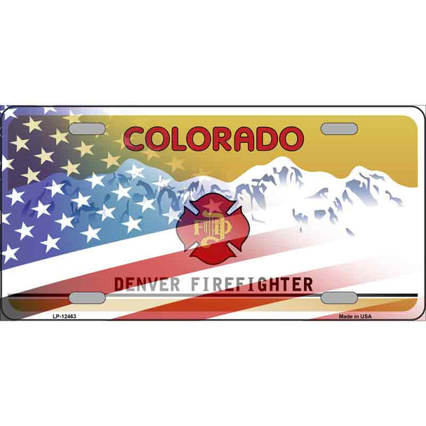 Colorado Firefighter Plate American Flag Novelty Metal License Plate