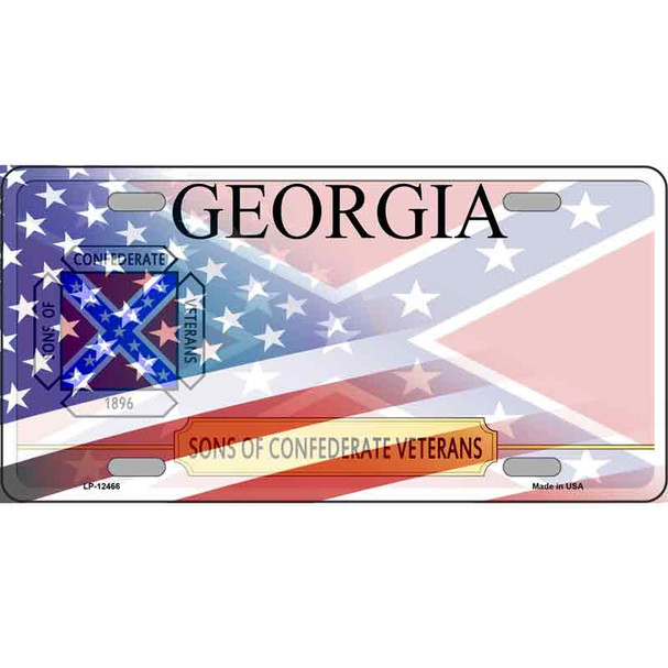 Georgia Confederate Flag American Flag Novelty Metal License Plate
