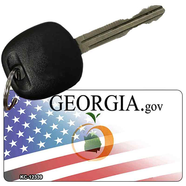 Georgia with American Flag Novelty Metal Key Chain KC-12339