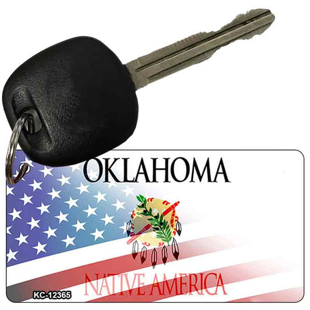 Oklahoma with American Flag Novelty Metal Key Chain KC-12365