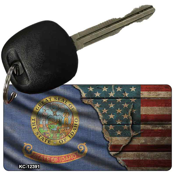 Idaho/American Flag Novelty Metal Key Chain KC-12391