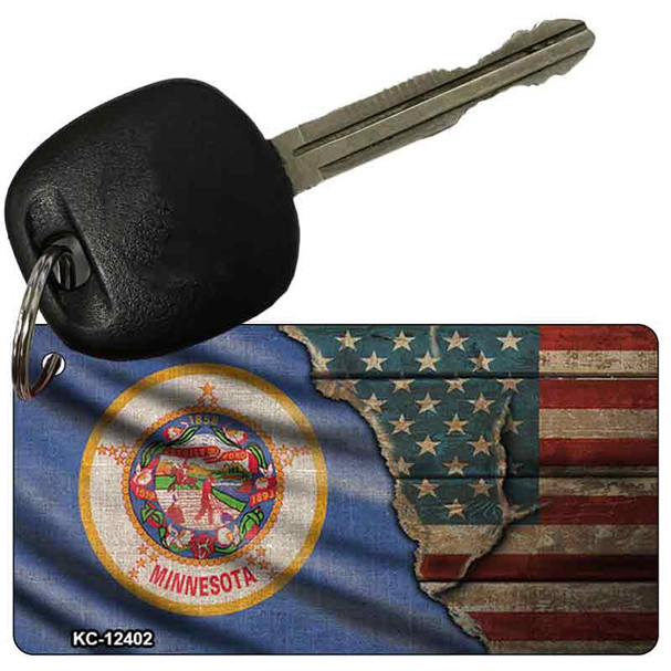 Minnesota/American Flag Novelty Metal Key Chain KC-12402