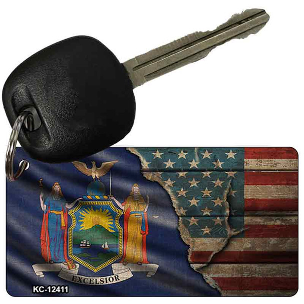 New York/American Flag Novelty Metal Key Chain KC-12411