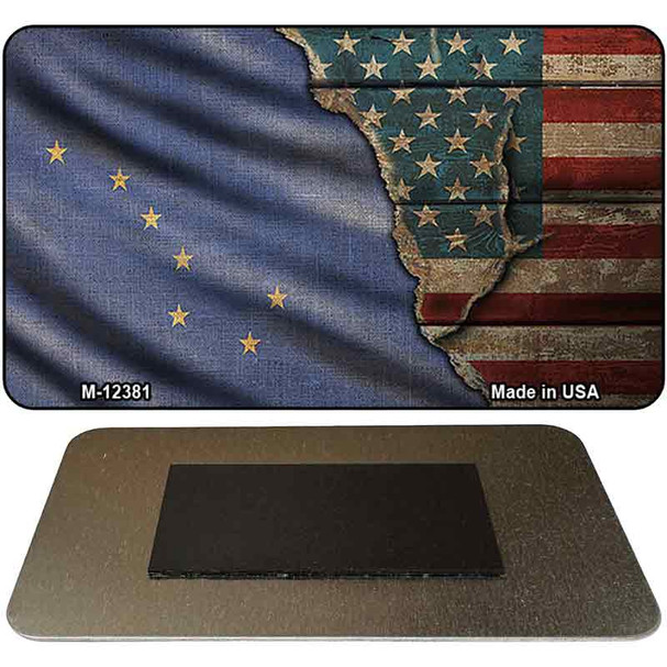 Alaska/American Flag Novelty Metal Magnet M-12381