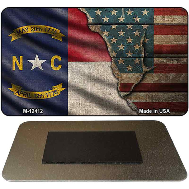 North Carolina/American Flag Novelty Metal Magnet M-12412