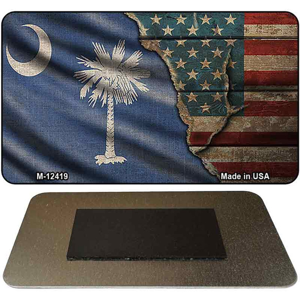 South Carolina/American Flag Novelty Metal Magnet M-12419