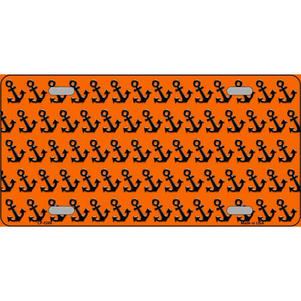 Orange Black Anchor Metal Novelty License Plate