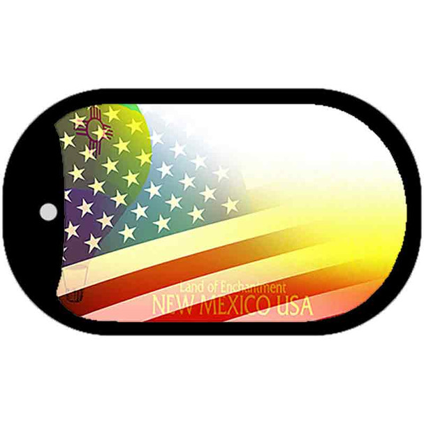 New Mexico with American Flag Novelty Metal Dog Tag Necklace DT-12359