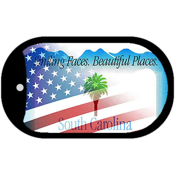 South Carolina with American Flag Novelty Metal Dog Tag Necklace DT-12369