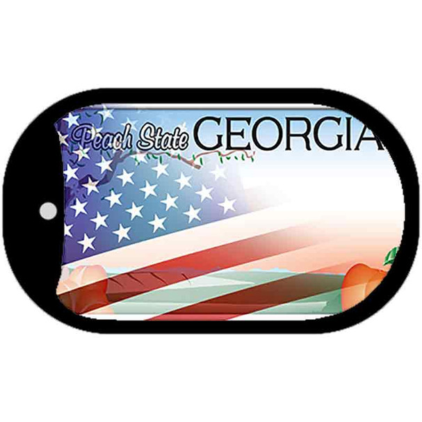 Georgia with American Flag Novelty Metal Dog Tag Necklace DT-12470