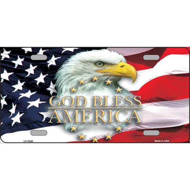 God Bless America Eagle Novelty Metal License Plate LP-5348