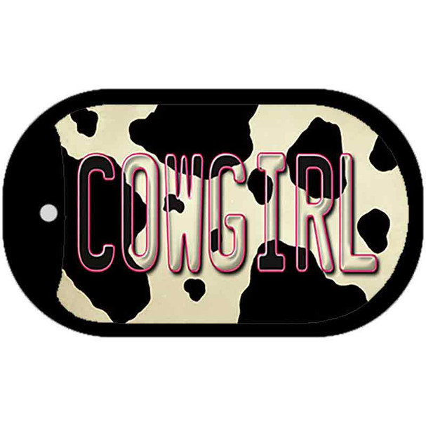 Cowgirl Cow Novelty Metal Dog Tag Necklace DT-8552