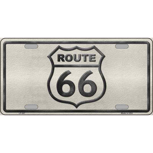 Route 66 Shield White Novelty Metal License Plate