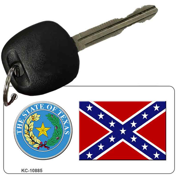 Confederate Flag Texas Seal Novelty Metal Key Chain KC-10885
