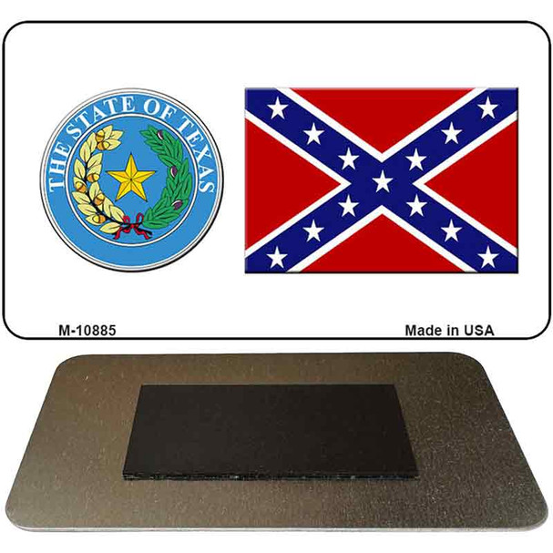 Confederate Flag Texas Seal Novelty Metal Magnet M-10885