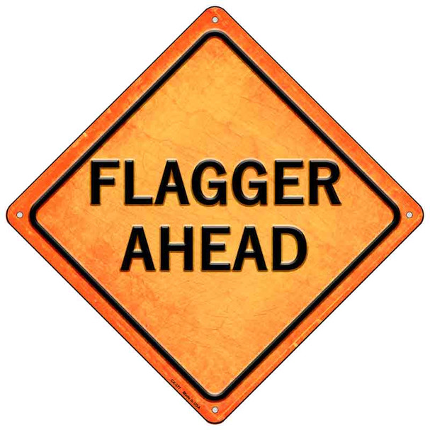 Flagger Ahead Novelty Metal Crossing Sign