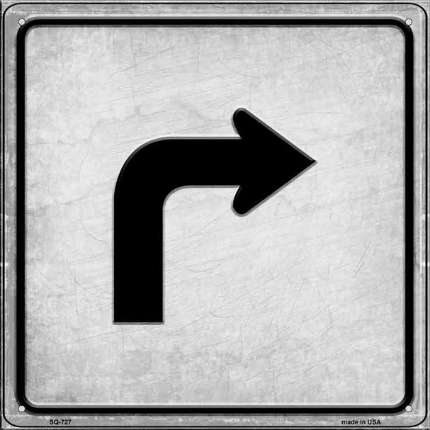 Right Turn Novelty Metal Square Sign