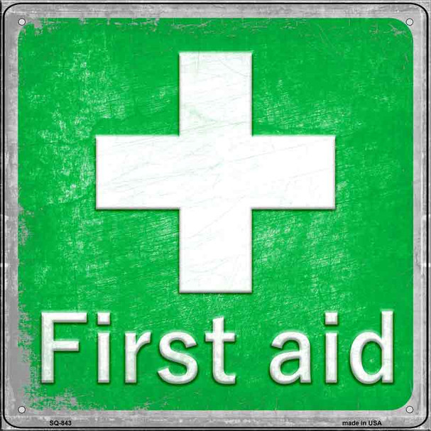 First Aid Novelty Metal Square Sign SQ-843