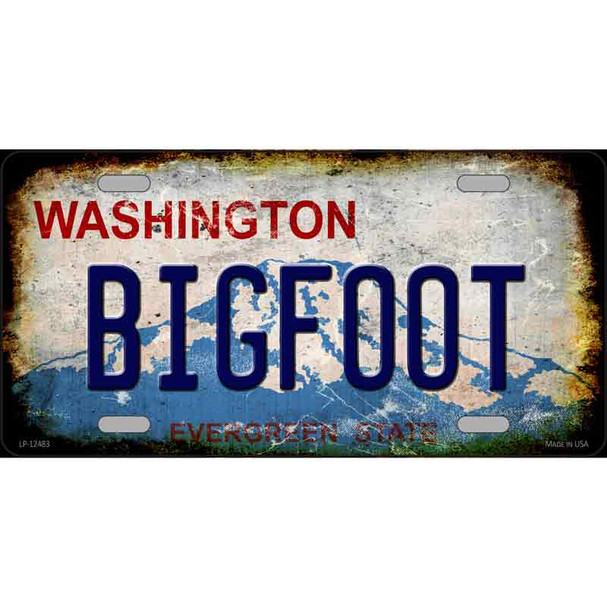 Bigfoot Washington Rusty Novelty Metal License Plate