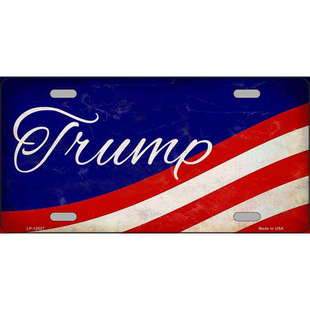 Trump on Waving Flag Novelty Metal License Plate