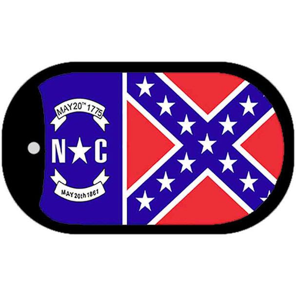 North Carolina Confederate Flag Novelty Metal Dog Tag Necklace DT-12488