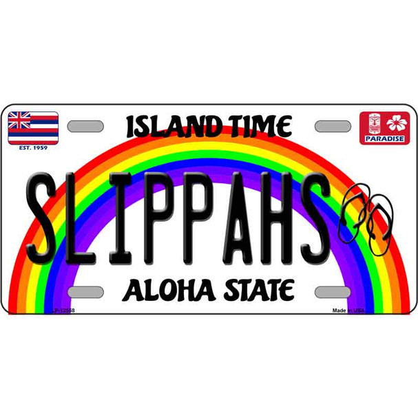 Slippahs Hawaii Novelty Metal License Plate