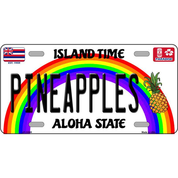 Pineapples Hawaii Novelty Metal License Plate