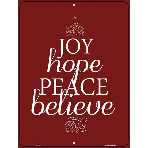 Believe Red Holiday Metal Novelty Parking Sign